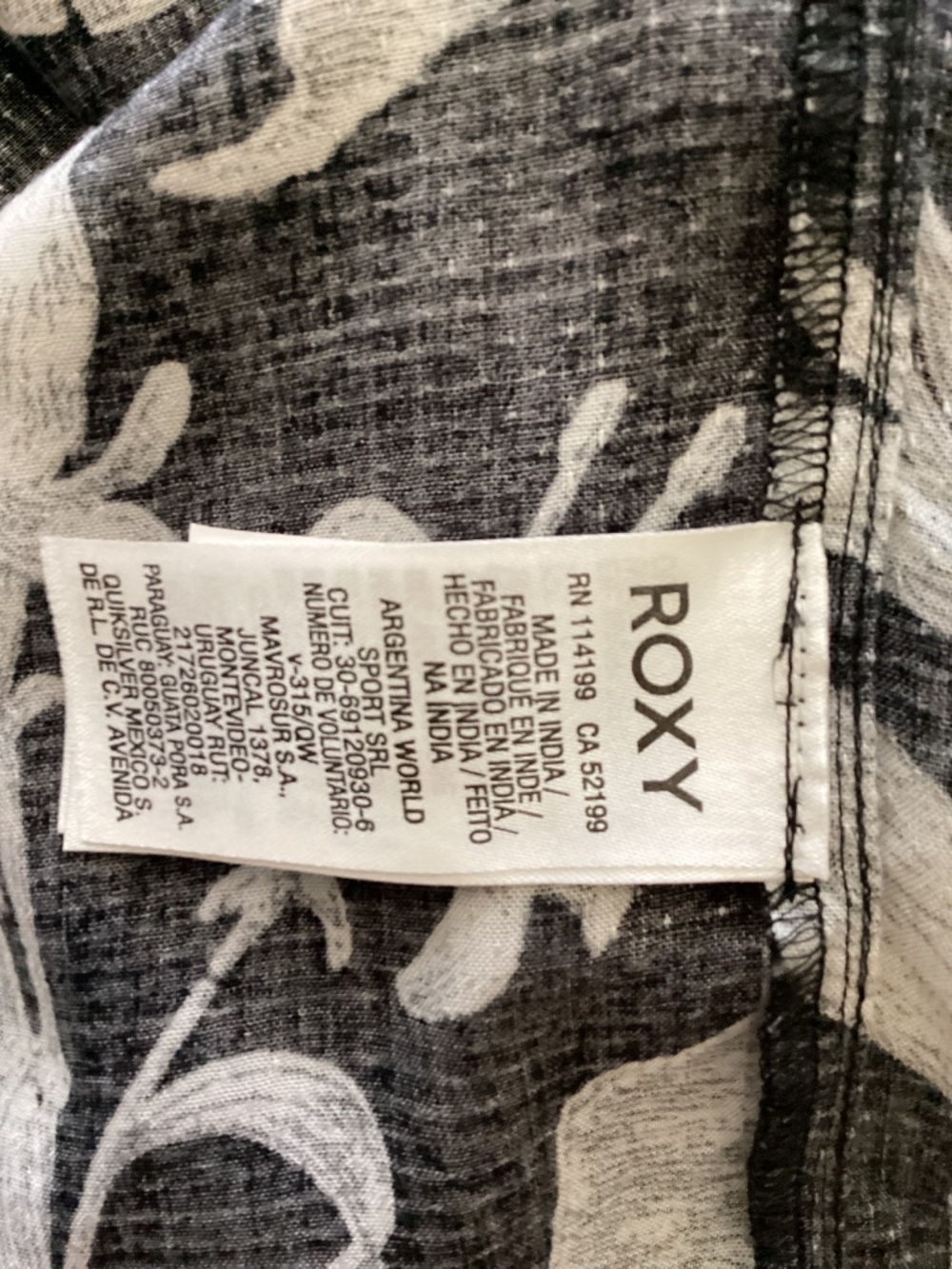 ROXY MAXI BLACK-WHITE TROPICAL PRINT SKIRT SIZE S/P/CH - Picture 7 of 10